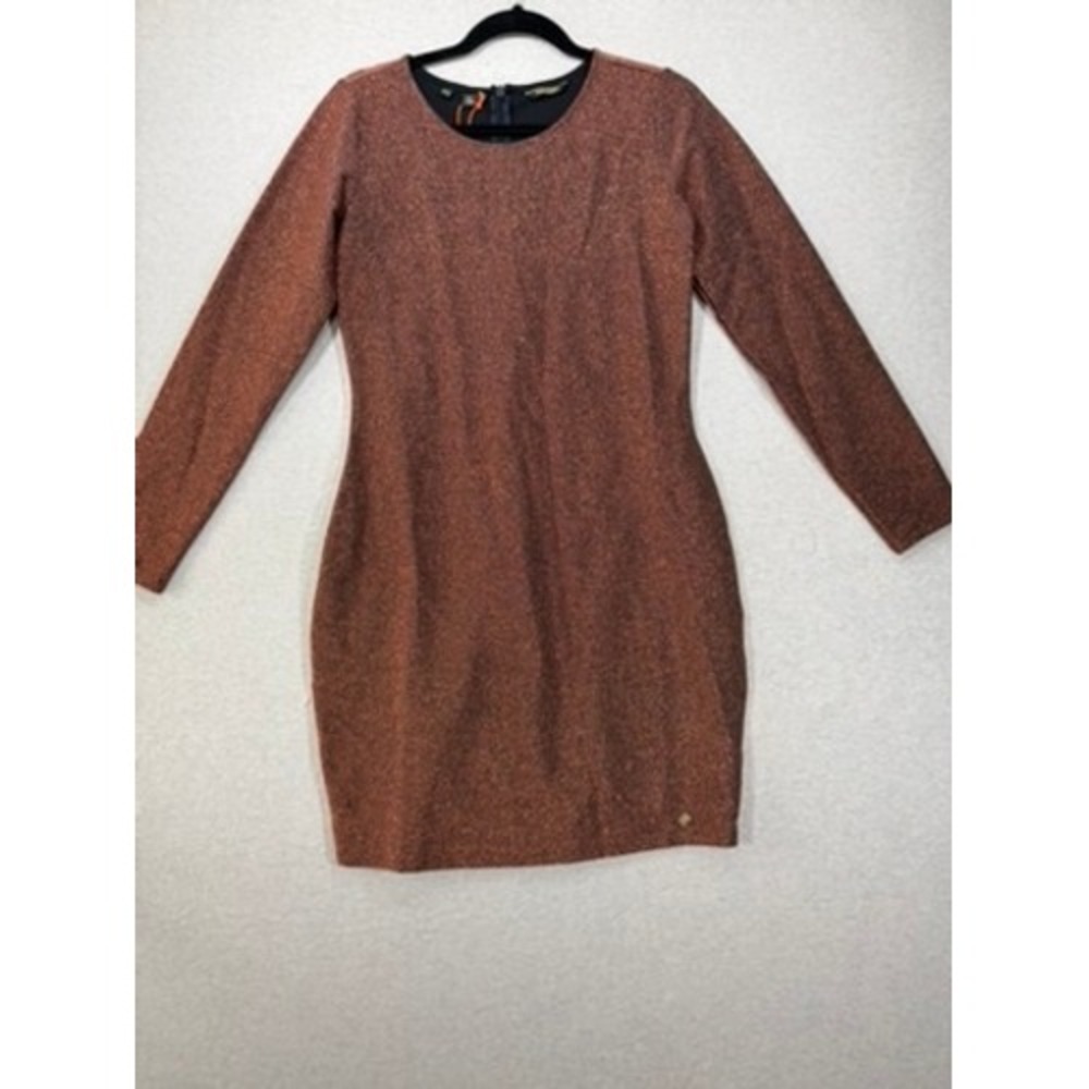 Superdry Bodycon Dress Womens 8 Copper New Metallic Long‎ Sleeve G80002BR